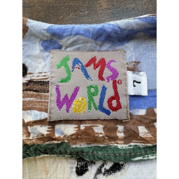 Jams World Dress Vintage Abstract City Shapes 90’s Button Front Mini Art To Wear - Picture 5 of 9